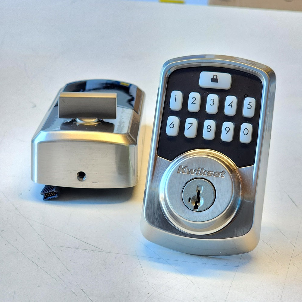 Aura Satin Nickel Single Cylinder Electronic Bluetooth Keypad Smart Lock Deadbolt featuring SmartKey Security (99420-001) Aura Satin Nickel Single Cylinder Electronic Bluetooth Keypad Smart Lock Deadbolt featuring SmartKey Security (99420-001)